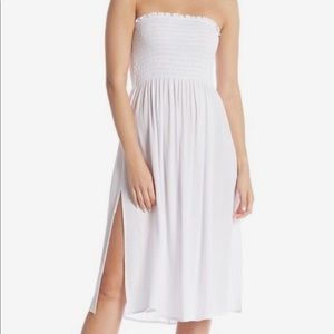 NWOT White Free Press Smocked Midi Cover-Up Dress
